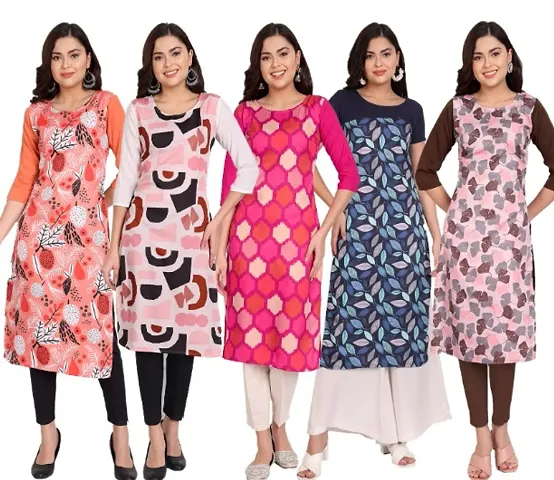 Classic Crepe Kurtis for Women, Pack of 5