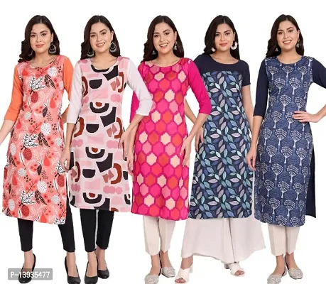 Classic Crepe Printed Kurtis for Women, Pack of 5-thumb0