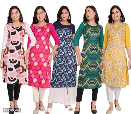 Classic Crepe Printed Kurtis for Women, Pack of 5