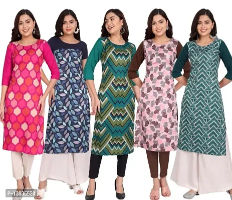 Classic Crepe Printed Kurtis for Women, Pack of 5