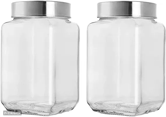 Cubical Kitchen Container Glass Jar Pack Of 2-thumb0