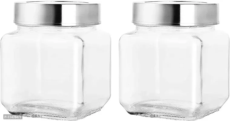 Cubical Kitchen Container Glass Jar 600ML Pack To 2