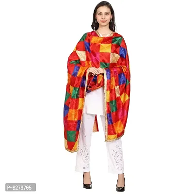 SWI WITH LABEL Women's Embroidered Phulkari Chiffon Dupatta-thumb2