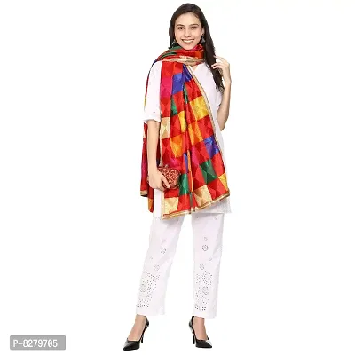 SWI WITH LABEL Women's Embroidered Phulkari Chiffon Dupatta-thumb5