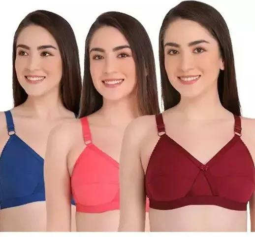 BELLA BEAUTY Blend Non-Padded Wire Free T-Shirt Bra for Women Combo Pack of 3(Bella.Bra)