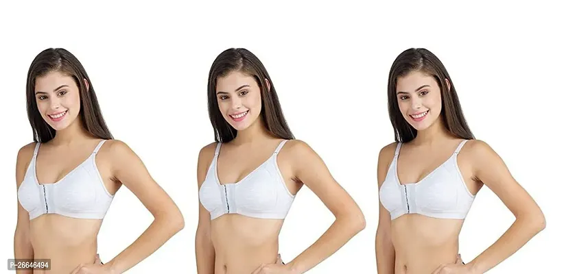 Stylish White Cotton Solid Non Padded Bras For Women