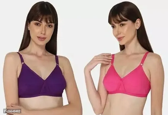 Stylish Multicoloured Cotton Solid Non Padded Bras For Women-thumb0