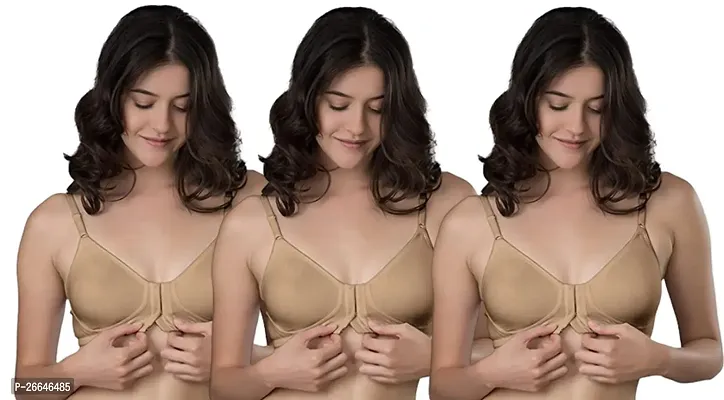 Stylish Beige Cotton Solid Non Padded Bras For Women-thumb0