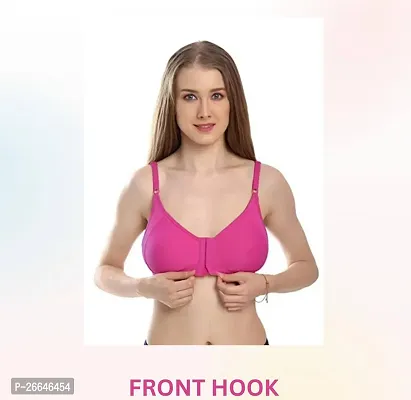 Stylish Pink Cotton Solid Non Padded Bras For Women-thumb0