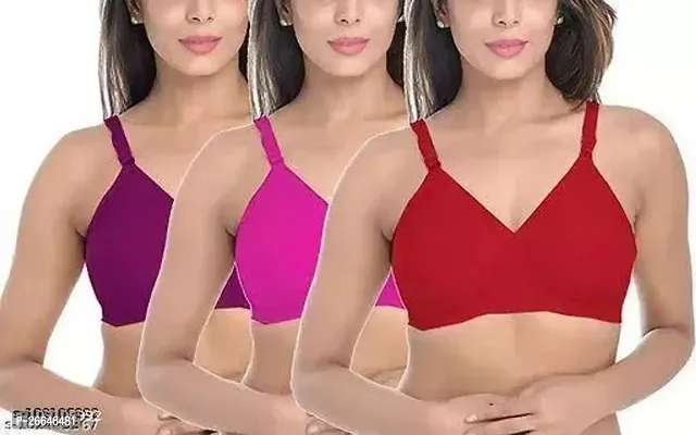 Stylish Multicoloured Cotton Solid Non Padded Bras For Women-thumb4