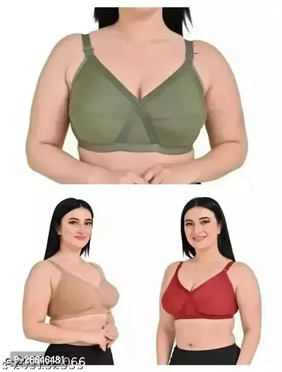 Stylish Multicoloured Cotton Solid Non Padded Bras For Women-thumb2