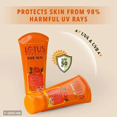 Lotus Herbals Safe Sun Vitamin C Matte Gel Daily Sunscreen | SPF 50 | PA+++ | Paraben Free | Dermatologically Tested | Anti Pollution | Normal/Oily Skin | 100g, Orange-thumb3