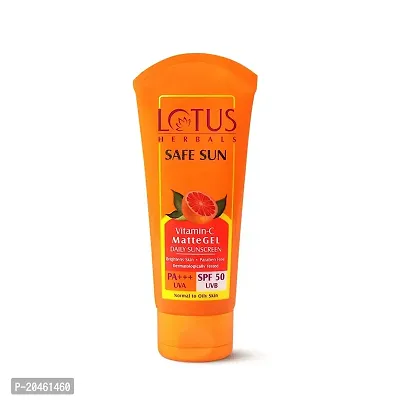 Lotus Herbals Safe Sun Vitamin C Matte Gel Daily Sunscreen | SPF 50 | PA+++ | Paraben Free | Dermatologically Tested | Anti Pollution | Normal/Oily Skin | 100g, Orange-thumb0