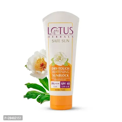 Lotus Herbals Sun Dry Touch Whitening Sunscreen Cream SPF 40 PA+++, UVA, UVB  IR Protection, Skin Brightening, Preservatives Free, No white cast, Non-Oily, 100g-thumb0