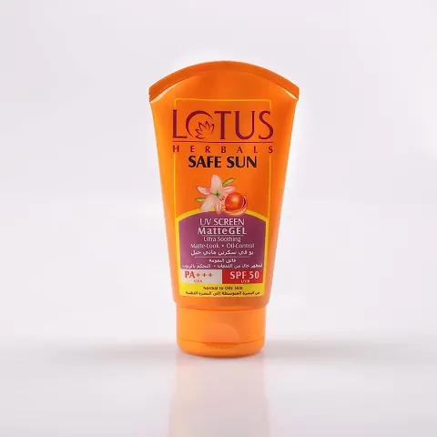 Lotus Herbals Safe Sun Invisible Matte Gel Sunscreen SPF 50 PA+++ , For Men  Women, Non-Greasy, Suitable for Oily Skin, 100g,Orange