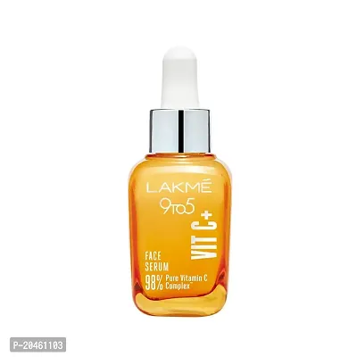 LAKM? 9 To 5 Vitamin C+ Face Serum For Glowing Skin With 98% Pure Vitamin C Complex, 30ml Lightweight  Non Greasy Face Serum, Improves Skin Texture  Glow