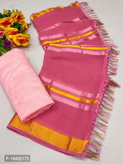 Women Stylish Cotton Silk Saree with Blouse piece