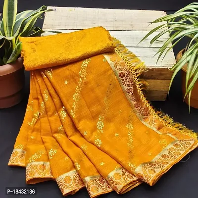 Women Stylish Cotton Silk Saree with Blouse piece-thumb0