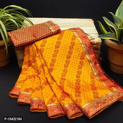 Women Stylish Cotton Silk Saree with Blouse piece