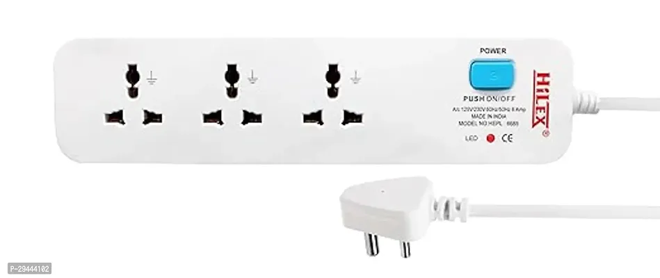 Hilex 3 Way Extension Board - 3 Universal Socket + 1 Switch, 10A and 2500W - 4.5m Heavy Duty Cable - White, Medium-thumb0