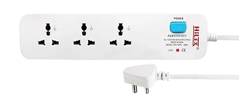 Hilex 3 Way Extension Board - 3 Universal Socket + 1 Switch, 10A and 2500W - 4.5m Heavy Duty Cable - White, Medium