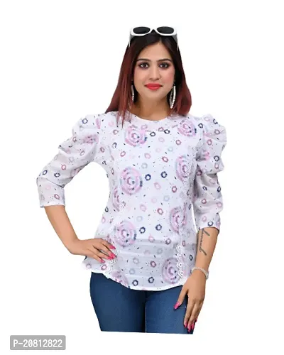 Elegant White Polyester Top For Women-thumb0