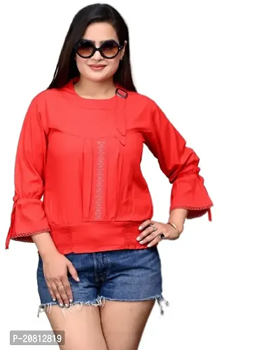 Elegant Red Polyester Top For Women-thumb2