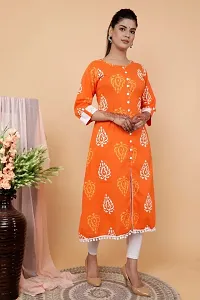 FRONT-SLIT ALINE COTTON BLOCK-PRINTED KURTIS-thumb1