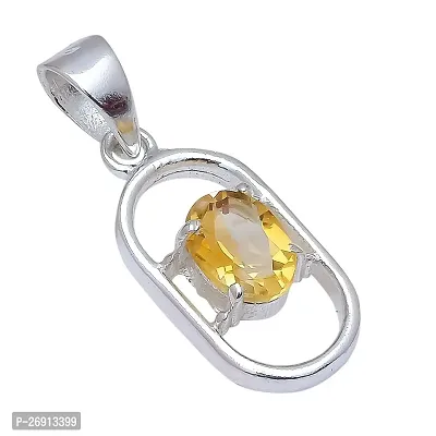 Shimmering Citrine Natural Gemstone 925 Sterling Silver Pendant For Women