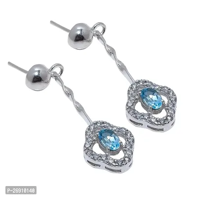 Elegant Blue Handmade Metal Earrings For Women-thumb0