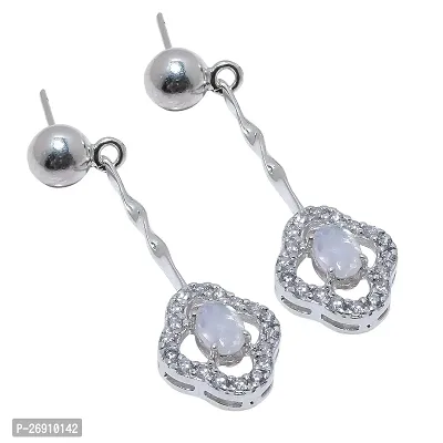 Elegant White Handmade Metal Earrings For Women-thumb0