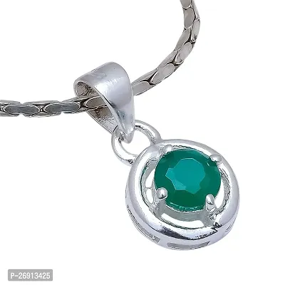 Shimmering Emerald Natural Gemstone 925 Sterling Silver Pendant For Women