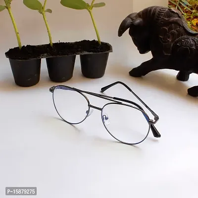 Nitshwet | Round Blue Cut Computer Glasses Metal Eye Frame | Zero Power, Anti Glare  Blue Ray Cut For Men  Women-thumb4