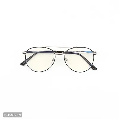 Nitshwet | Round Blue Cut Computer Glasses Metal Eye Frame | Zero Power, Anti Glare  Blue Ray Cut For Men  Women-thumb5