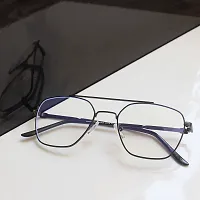 Nitshwet | Square Blue Cut Computer Glasses Metal Eye Frame | Zero Power, Anti Glare  Blue Ray Cut For Men  Women-thumb1