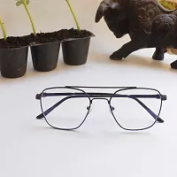 Nitshwet | Square Blue Cut Computer Glasses Metal Eye Frame | Zero Power, Anti Glare  Blue Ray Cut For Men  Women-thumb1