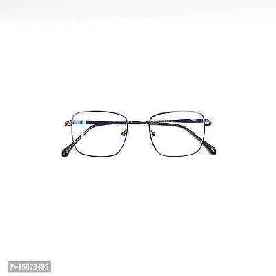 Nitshwet | Square Blue Cut Computer Glasses Metal Eye Frame | Zero Power, Anti Glare  Blue Ray Cut For Men  Women-thumb4