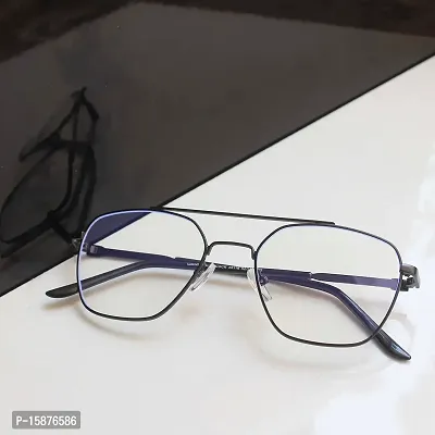 Nitshwet | Square Blue Cut Computer Glasses Metal Eye Frame | Zero Power, Anti Glare  Blue Ray Cut For Men  Women-thumb4