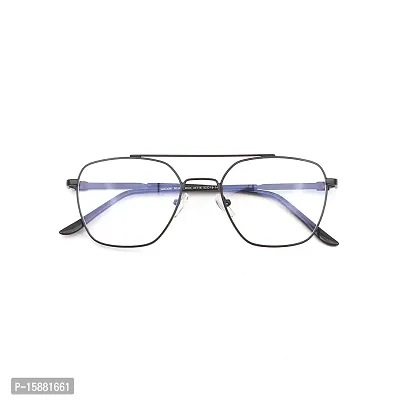 Nitshwet | Square Blue Cut Computer Glasses Metal Eye Frame | Zero Power, Anti Glare  Blue Ray Cut For Men  Women-thumb0