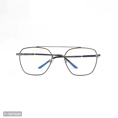 Nitshwet | Square Blue Cut Computer Glasses Metal Eye Frame | Zero Power, Anti Glare  Blue Ray Cut For Men  Women-thumb3