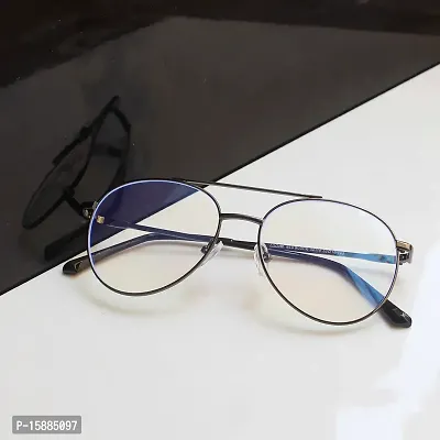 Nitshwet | Round Blue Cut Computer Glasses Metal Eye Frame | Zero Power, Anti Glare  Blue Ray Cut For Men  Women-thumb2