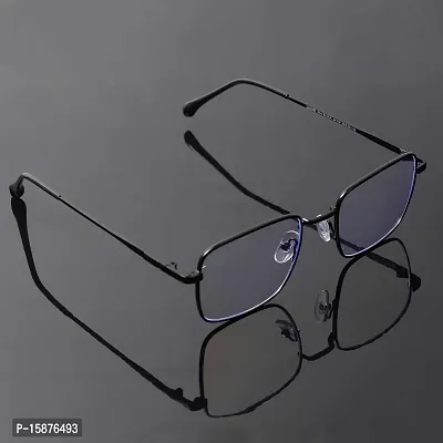 Nitshwet | Square Blue Cut Computer Glasses Metal Eye Frame | Zero Power, Anti Glare  Blue Ray Cut For Men  Women-thumb5