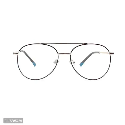 Nitshwet | Round Blue Cut Computer Glasses Metal Eye Frame | Zero Power, Anti Glare  Blue Ray Cut For Men  Women-thumb0