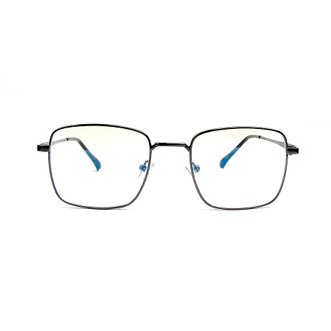 Nitshwet | Square Blue Cut Computer Glasses Metal Eye Frame | Zero Power, Anti Glare  Blue Ray Cut For Men  Women