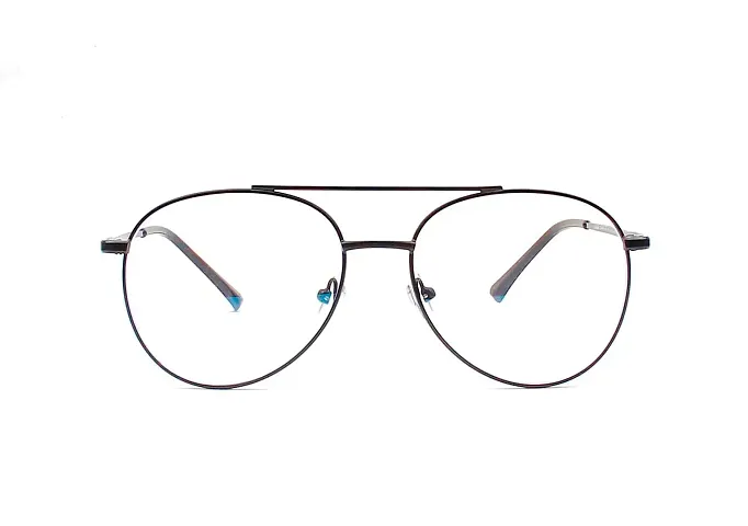 Nitshwet | Round Blue Cut Computer Glasses Metal Eye Frame | Zero Power, Anti Glare & Blue Ray Cut For Men & Women
