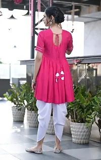Attractive Pink Viscose Rayon Kurti With Dhoti Pant For Women-thumb1