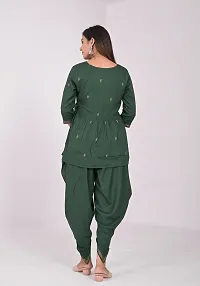 Attractive Green Viscose Rayon Kurti With Dhoti Pant For Women-thumb1