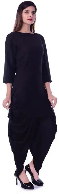 Attractive Black Viscose Rayon Kurta Palazzo Set For Women-thumb2