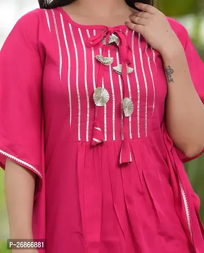 Attractive Pink Viscose Rayon Kaftan Kurti With Pant For Women-thumb4