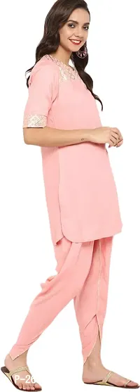 Attractive Pink Viscose Rayon Kurti With Dhoti Pant For Women-thumb2